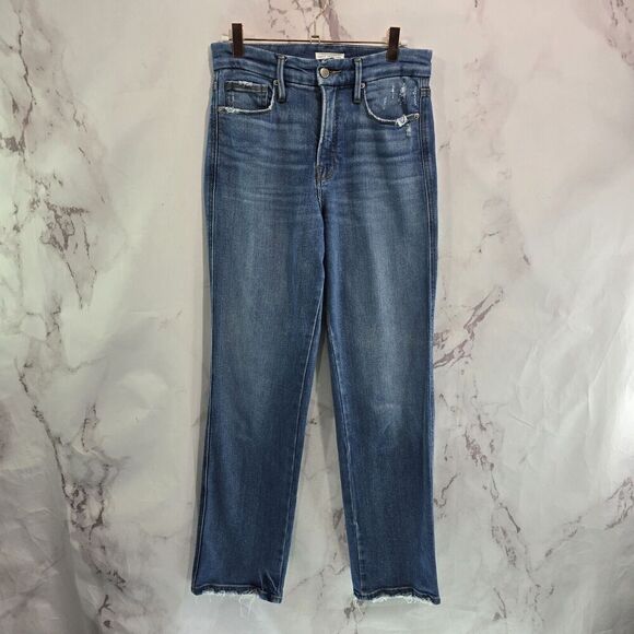 Good American Jeans Womens 2 Good Curve Straight Denim High Rise Crop Indigo - Picture 5 of 11